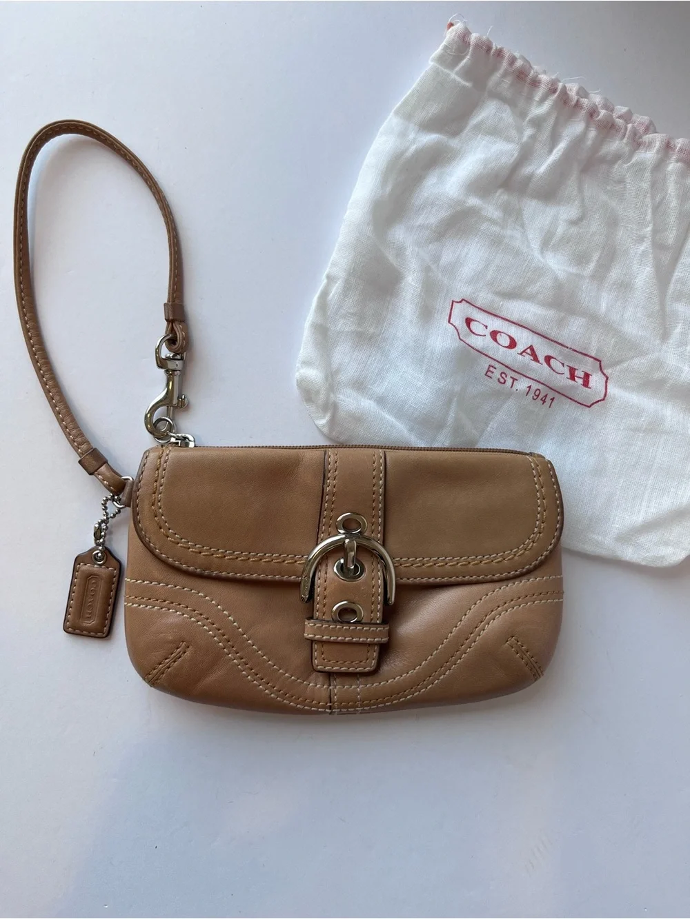 Vintage Coach Tan Soho Wristlet Y2K